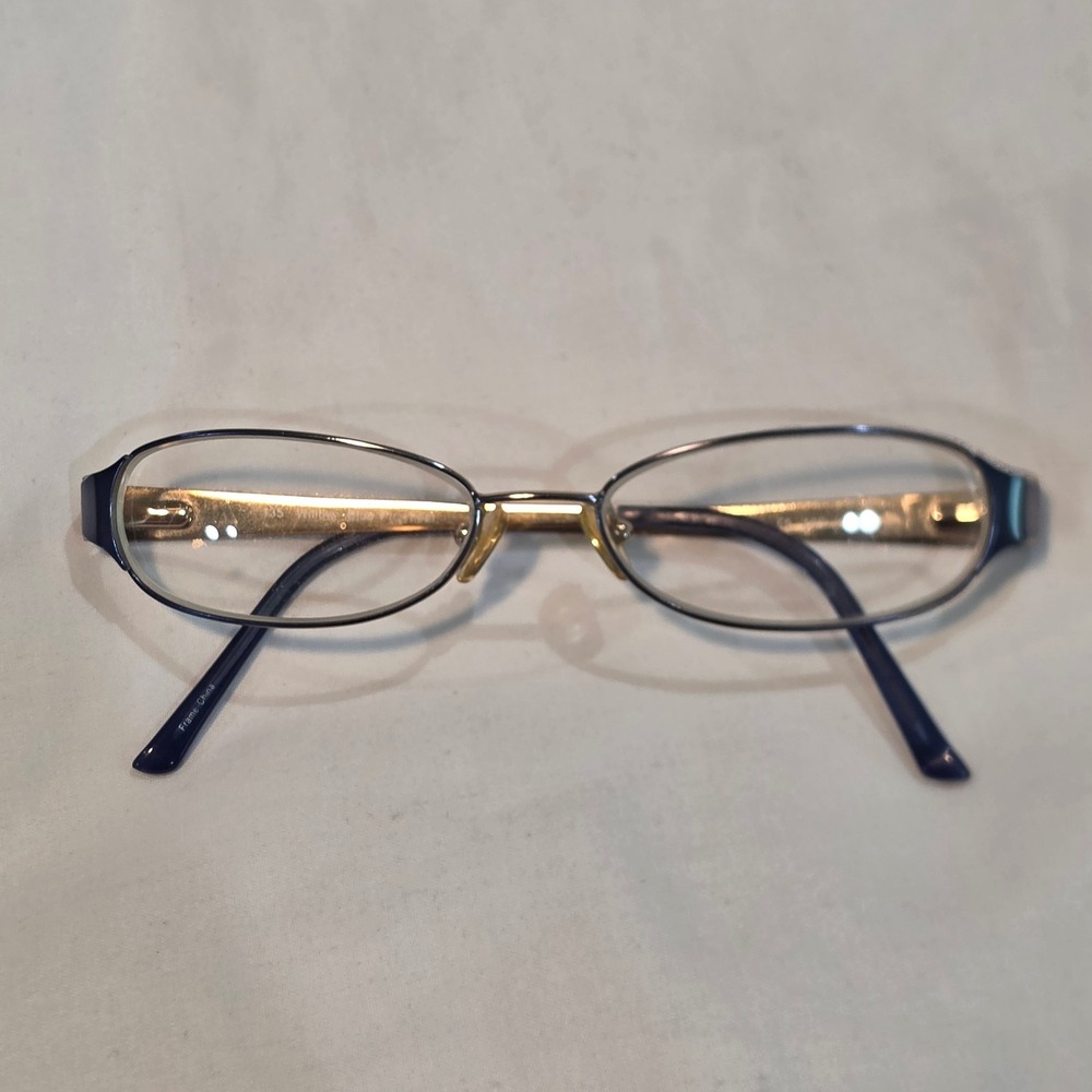 Wildflower Willow Eyeglasses Women 50-16-135 Blue Gold Oval Floral Good